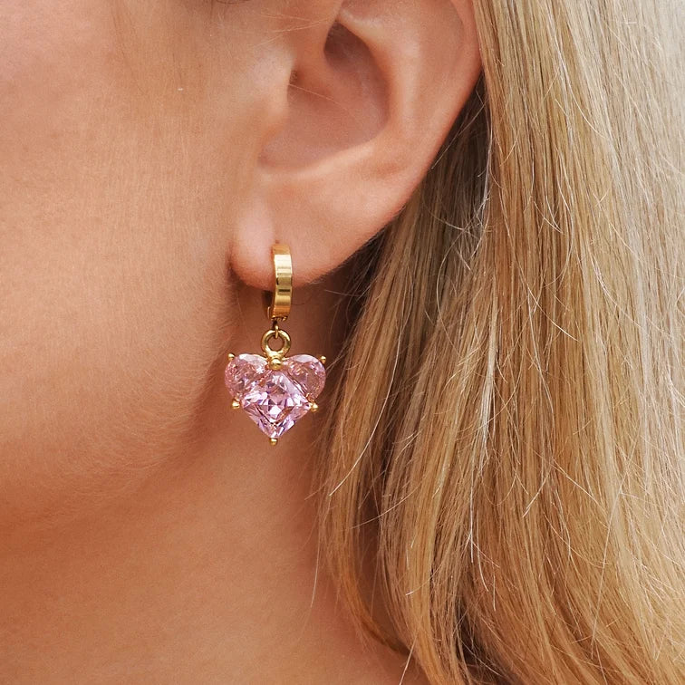 Heart of Glass Hoops – Rose Pink