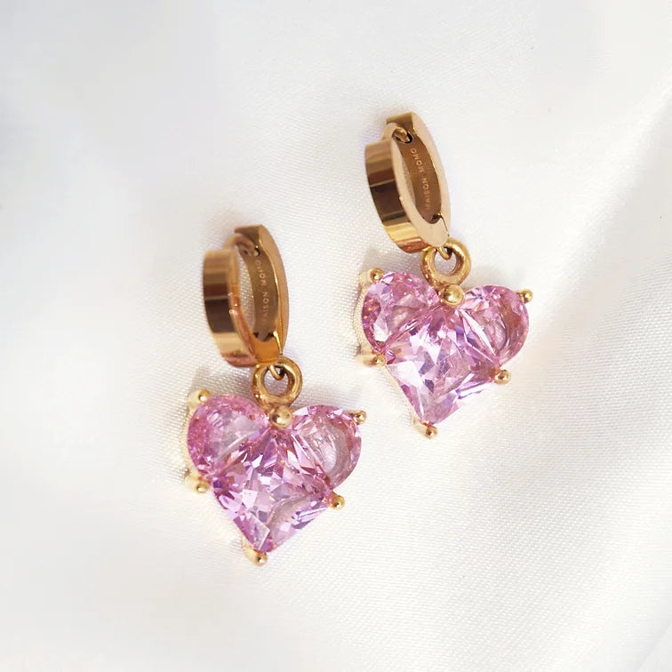 Heart of Glass Hoops – Rose Pink