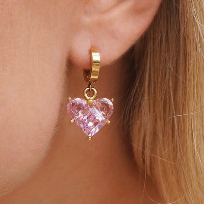 Heart of Glass Hoops – Rose Pink
